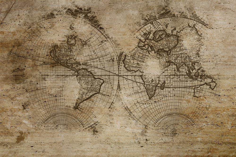 Traverten Dünya Haritası Pano Duvar Kağıdı