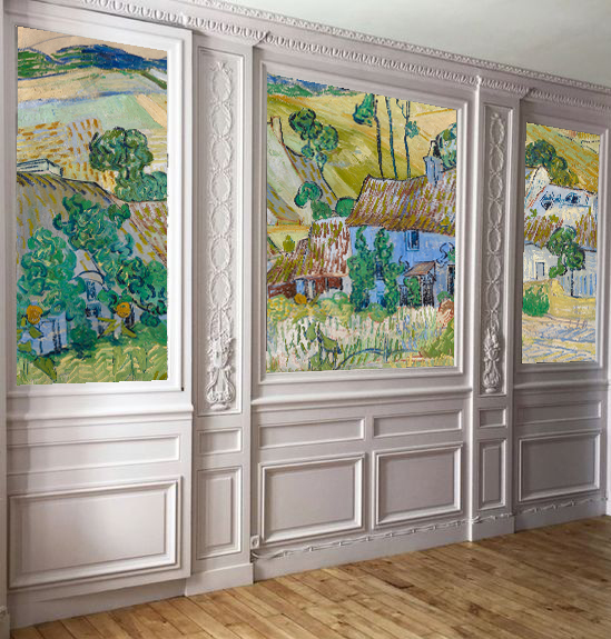 Auvers Yakınlarındaki Çiftlikler, Vincent van Gogh Pano Duvar Kağıdı1